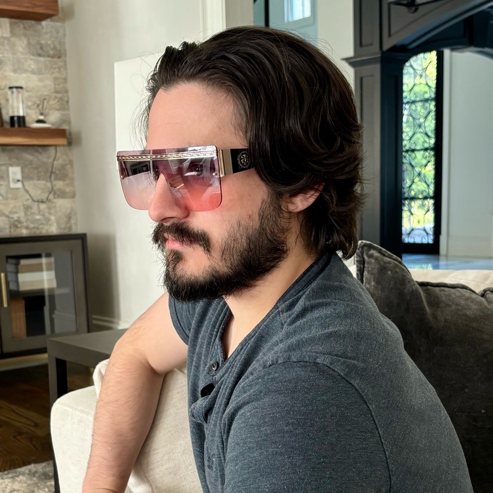 Versace Vibes Black Shield Sunglasses - Picture 10 of 12